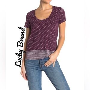 Lucky Brand Border Print Tee Purple